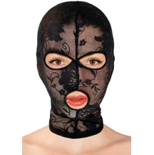 Кружевная маска Fetish Tentation с отверстиями для глаз и рта чёрная