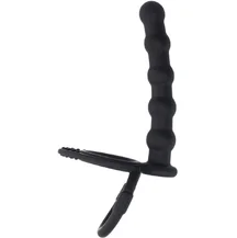 Фактурная насадка для двойного проникновения Toyfa Double Penetration чёрная