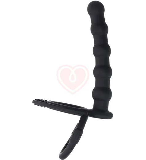 Фактурная насадка для двойного проникновения Toyfa Double Penetration чёрная фото 1