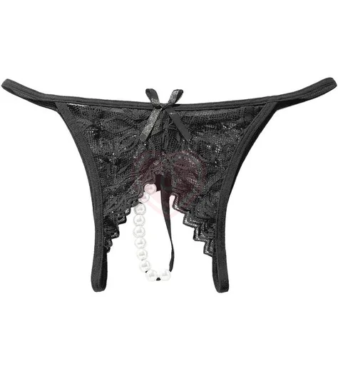 Поясочек с жемчугом и открытым доступом чёрный фото 1