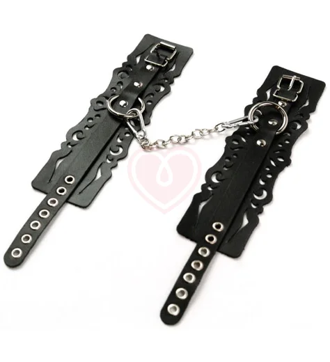 Оковы из чёрной кожи с узорами Crazy Handmade фото 1