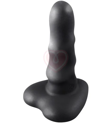 Ребристый фаллоимитатор на присоске в форме сердца Flow Unicorn Mini чёрный фото 1