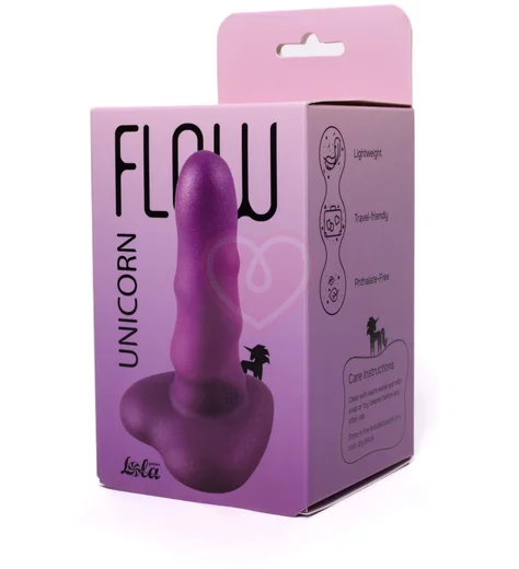 Ребристый фаллоимитатор на присоске в форме сердца Flow Unicorn Mini фиолетовый фото 6