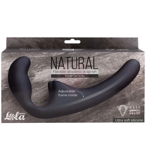 Безремневой страпон Natural Temptation чёрный фото 4