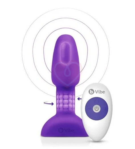 Анальная вибропробка с ротацией b-Vibe Rimming Petite фиолетовая фото 5
