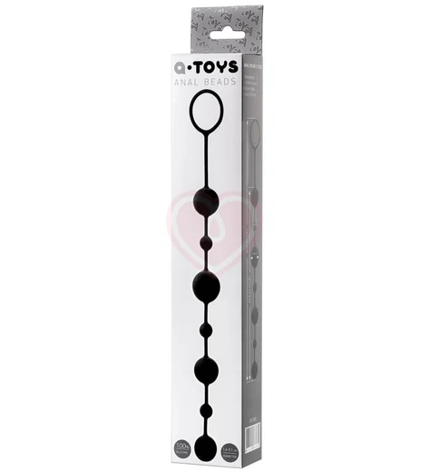 Длинная гибкая анальная цепочка с разными шариками Toyfa A-toys чёрная фото 6