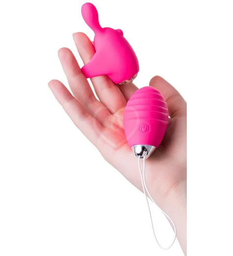 Виброяйцо и вибронасадка на палец Jos Vita розовая фото 7