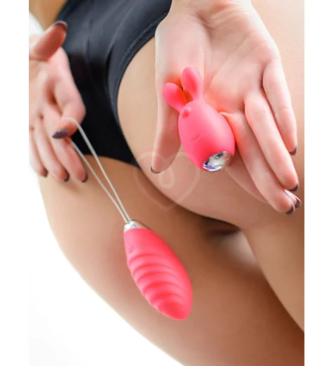 Виброяйцо и вибронасадка на палец Jos Vita розовая фото 8