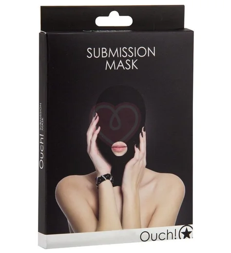 Маска закрытая с вырезом для рта Ouch! Submission Mask чёрная фото 2