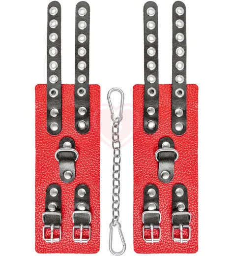 Мягкие наручники с люверсами Pecado BDSM красно-черные фото 5