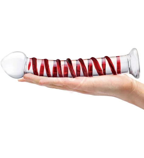 Стеклянный фаллоимитатор с красной спиралью Glas Mr.Swirly Dildo фото 4