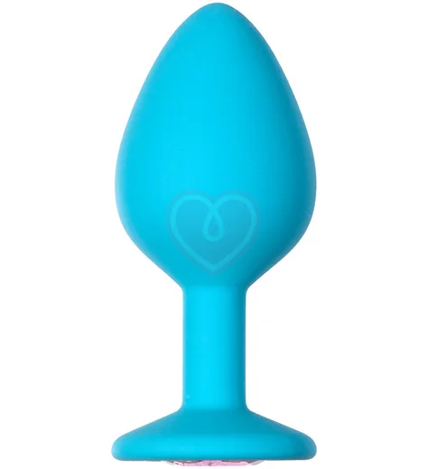 Средняя анальная пробка Emotions Cutie Medium бирюзовая с розовым кристаллом фото 2