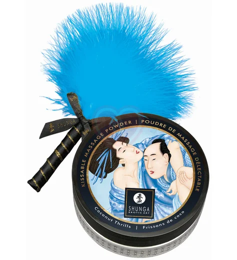 Массажная пудра с перышком Shunga Kissable Massage Powder Кокосовое волнение фото 2