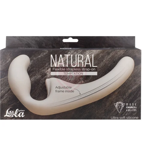 Безремневой страпон Natural Temptation бежевый фото 2