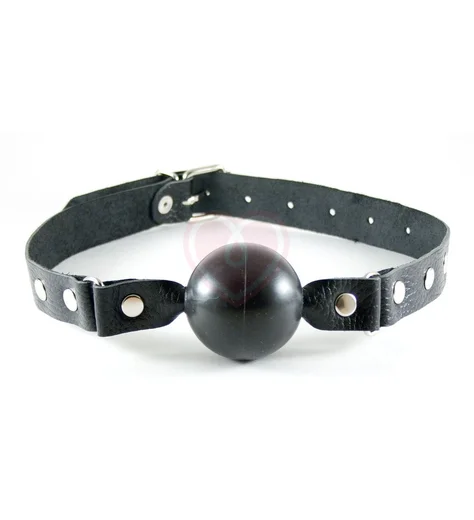 Кляп с кожаным ремешком и латексным шаром Sitabella чёрный фото 3