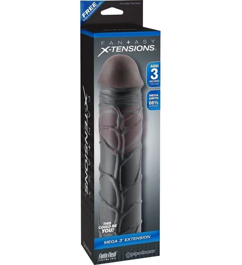 Удлиняющая и утолщающая насадка для пениса Mega Extension 23 см черная фото 4