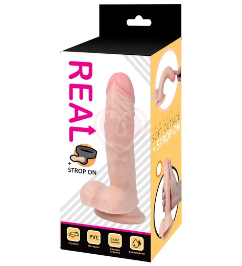 Реалистичный фаллоимитатор Real с поясом для страпона 16 см фото 6