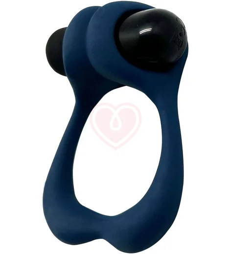 Эрекционное кольцо Adrien Lastic Nutty с вибрацией синее фото 3
