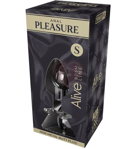 Стальная анальная пробка Alive Mini Metal Butt S с чёрным кристаллом фото 2