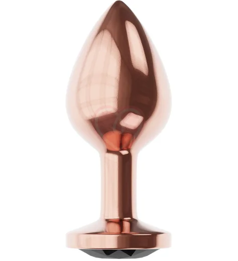 Анальная пробка с чёрным кристаллом Diamond Jet Shine S розовое золото фото 2