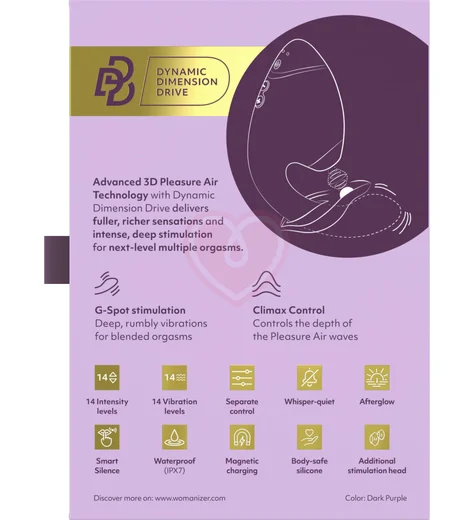 Вибратор с вакуумно-волновой стимуляцией клитора Womanizer Next Duo фиолетовый фото 13