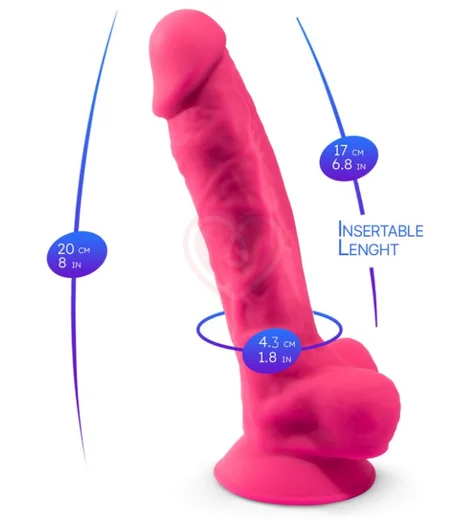 Реалистичный вибратор с мошонкой и пультом SileXD Model 1 розовый 20 см фото 5