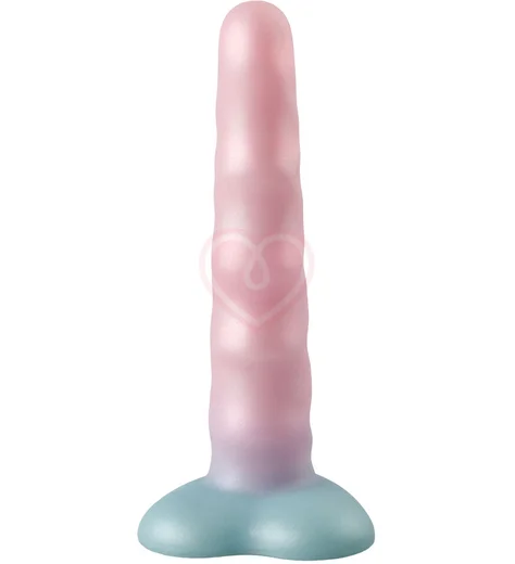 Ребристый фаллоимитатор на присоске в форме сердца Flow Unicorn разноцветный фото 2