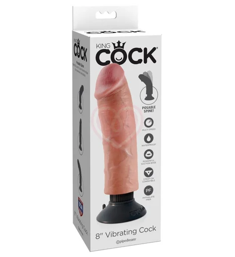 Гнущийся вибратор реалистик на присоске King Cock Vibrating 18 см телесный фото 4