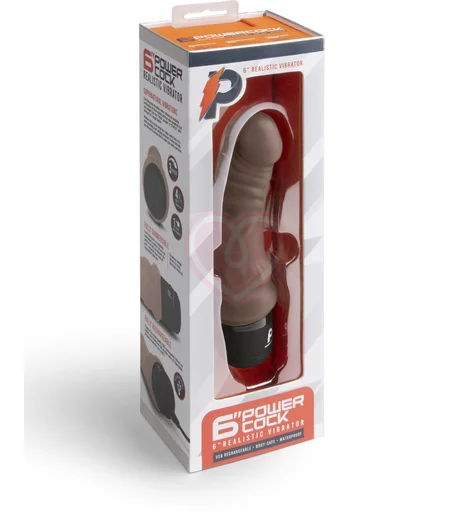 Реалистичный вибратор PowerCocks 14 см шоколад фото 5