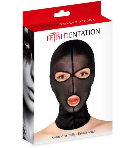 Сетчатая маска Fetish Tentation с отверстиями для глаз и рта чёрная фото 2