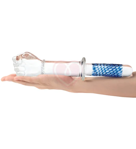 Стеклянный фаллоимитатор-кулак Glass Fist Double Ended With Handle Grip прозрачный фото 4