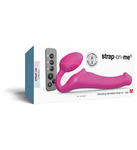 Безремневой страпон с вибрацией и пультом управления Strap-on-me M розовый фото 7