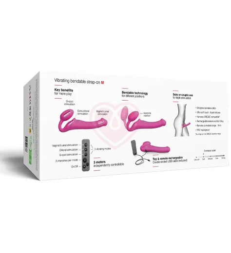 Безремневой страпон с вибрацией и пультом управления Strap-on-me M розовый фото 10