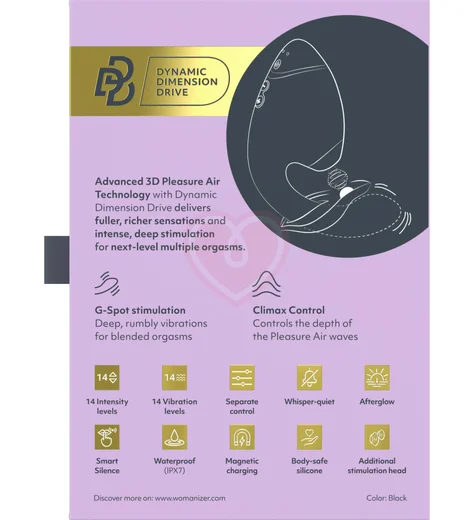 Вибратор с вакуумно-волновой стимуляцией клитора Womanizer Next Duo чёрный фото 3