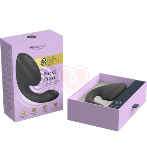 Вибратор с вакуумно-волновой стимуляцией клитора Womanizer Next Duo чёрный фото 12