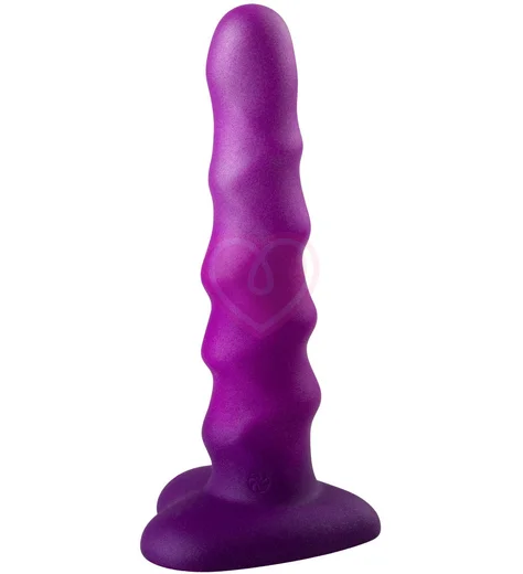 Ребристый фаллоимитатор на присоске в форме сердца Flow Unicorn фиолетовый фото 2