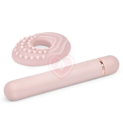 Силиконовый мини-вибратор с насадкой Le Wand Baton розовый фото 4