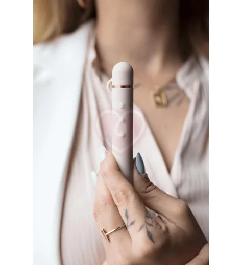 Силиконовый мини-вибратор с насадкой Le Wand Baton розовый фото 5