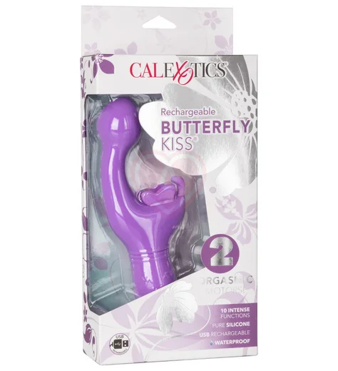 Вибратор с клиторальным стимулятором-бабочкой Butterfly Kiss фиолетовый фото 2