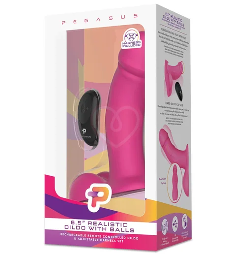 Реалистичный страпон Pegasus с вибрацией и пультом управления 16,5 см розовый фото 4