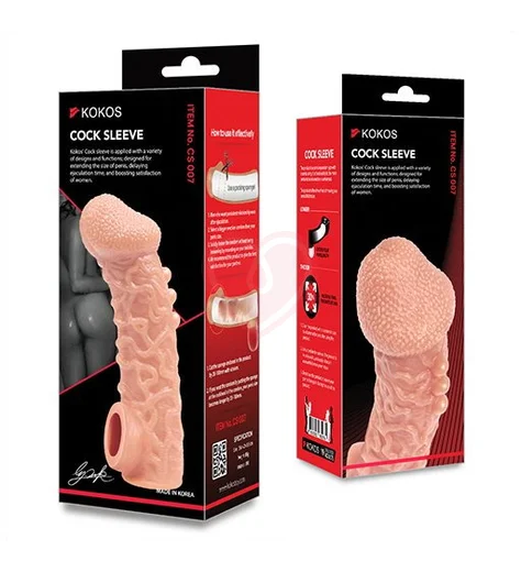 Насадка с бугорками и отверстием для мошонки Kokos Cock Sleeve CS007-M фото 2