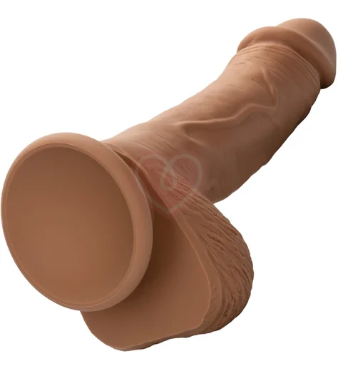 Фаллоимитатор с мошонкой на присоске Dual Density Silicone Studs 13 см коричневый фото 6