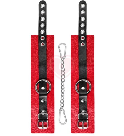 Мягкие оковы для ног с люверсами Pecado BDSM красные с черным фото 4