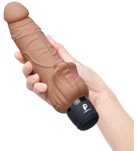 Реалистичный вибратор с клиторальным стимулятором PowerCocks мокка фото 5