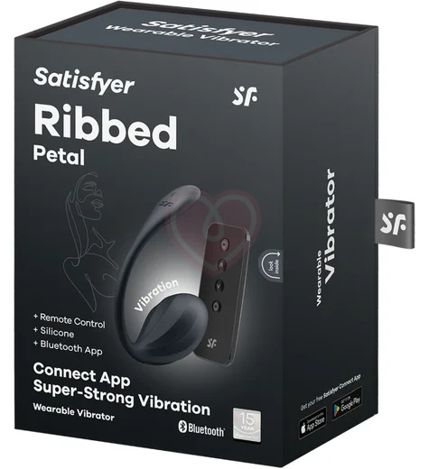 Виброяйцо Satisfyer Ribbed Petal с дистанционным управлением чёрное фото 2