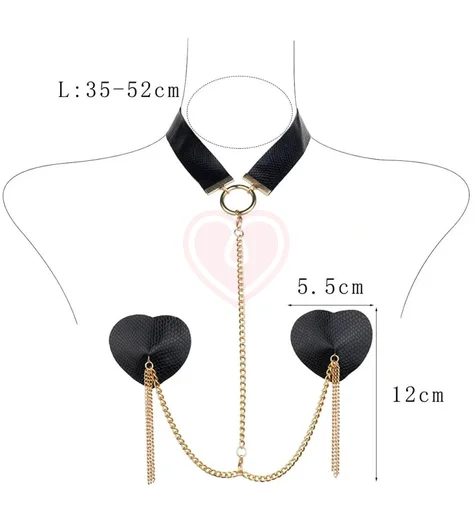 Ошейник с пэстисами на цепочке чёрно-золотой фото 9