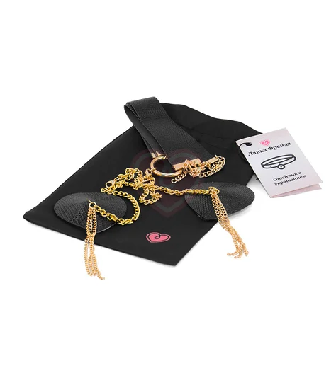 Ошейник с пэстисами на цепочке чёрно-золотой фото 11