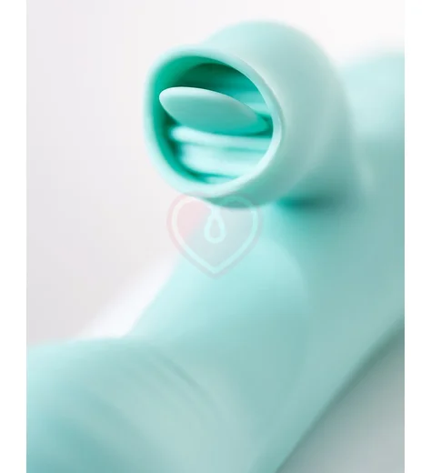 Вибратор с клиторальным стимулятором и язычком Jos Milo бирюзовый фото 3