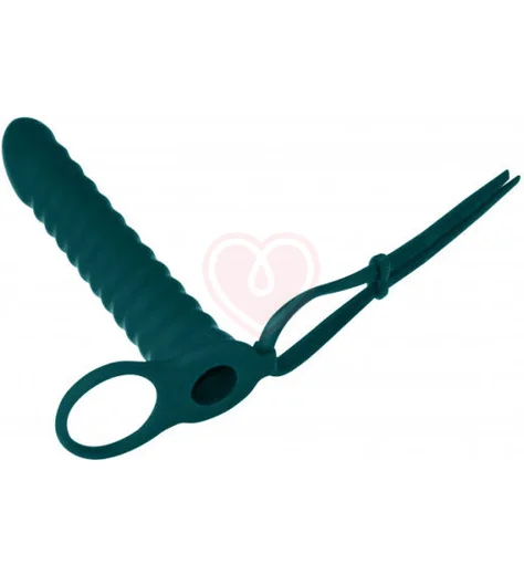 Насадка для двойного проникновения с лассо и вибропулей Pure Passion Rori 16 см зелёная фото 3