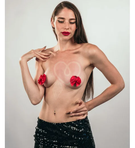Пэстисы Burlesque Blaze круги с бантиками красные фото 3